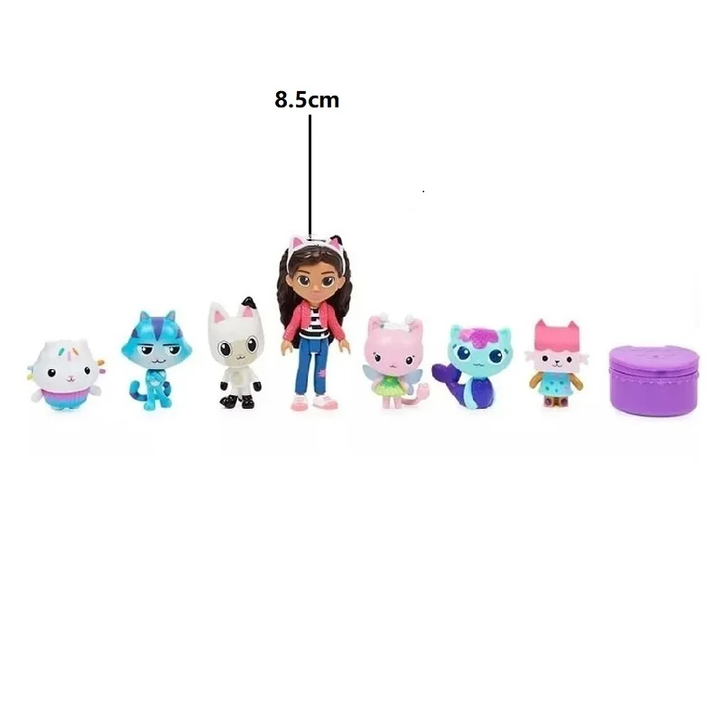 Figuras de PVC de Gabby para niños, juguetes de dibujos animados de Mercat, animales de peluche, coche sonriente, abrazo de gato, regalos de