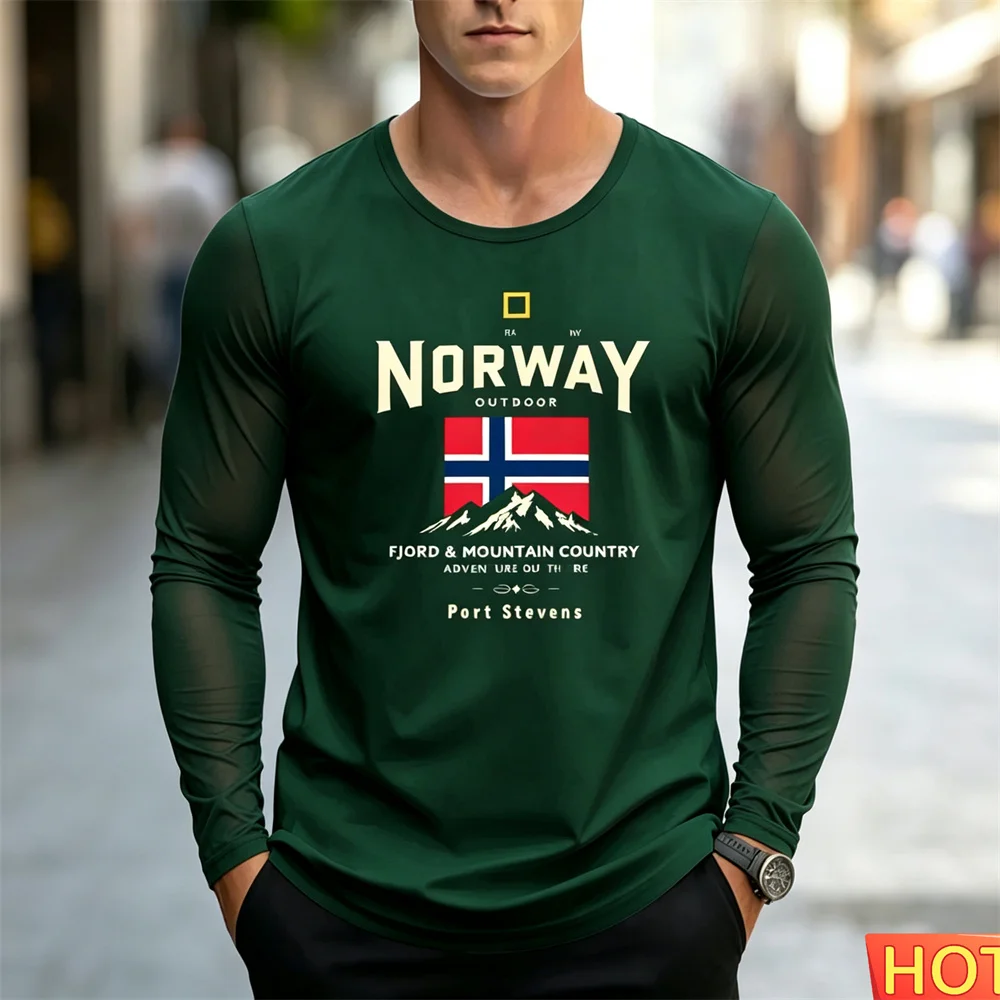 Autumn men's long sleeved T-shirt Cotton Letter Casual men's T-shirt Commuting T-shirt Men's Comfort T-shirts Versatile clothing - view 4