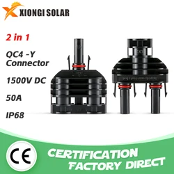 XIONGISOLAR  QC4-Y-50A  2 to 1 T Branch PV Connector 1500V IP68 Solar Stecker MMF+FFM Solar Panel Connectors    2 in 1 out