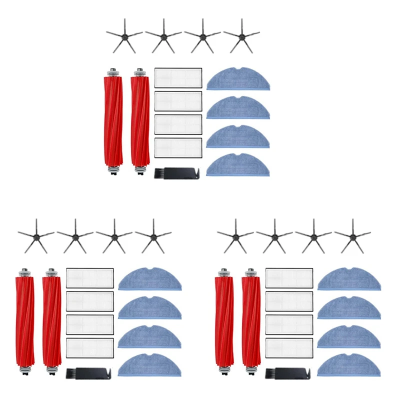 

Запчасти для робота-пылесоса Xiaomi Roborock S7 Maxv S7 Maxv Plus S7 Maxv, основная боковая щетка, Hepa фильтр, Швабра, мешки для пыли, 3 комплекта