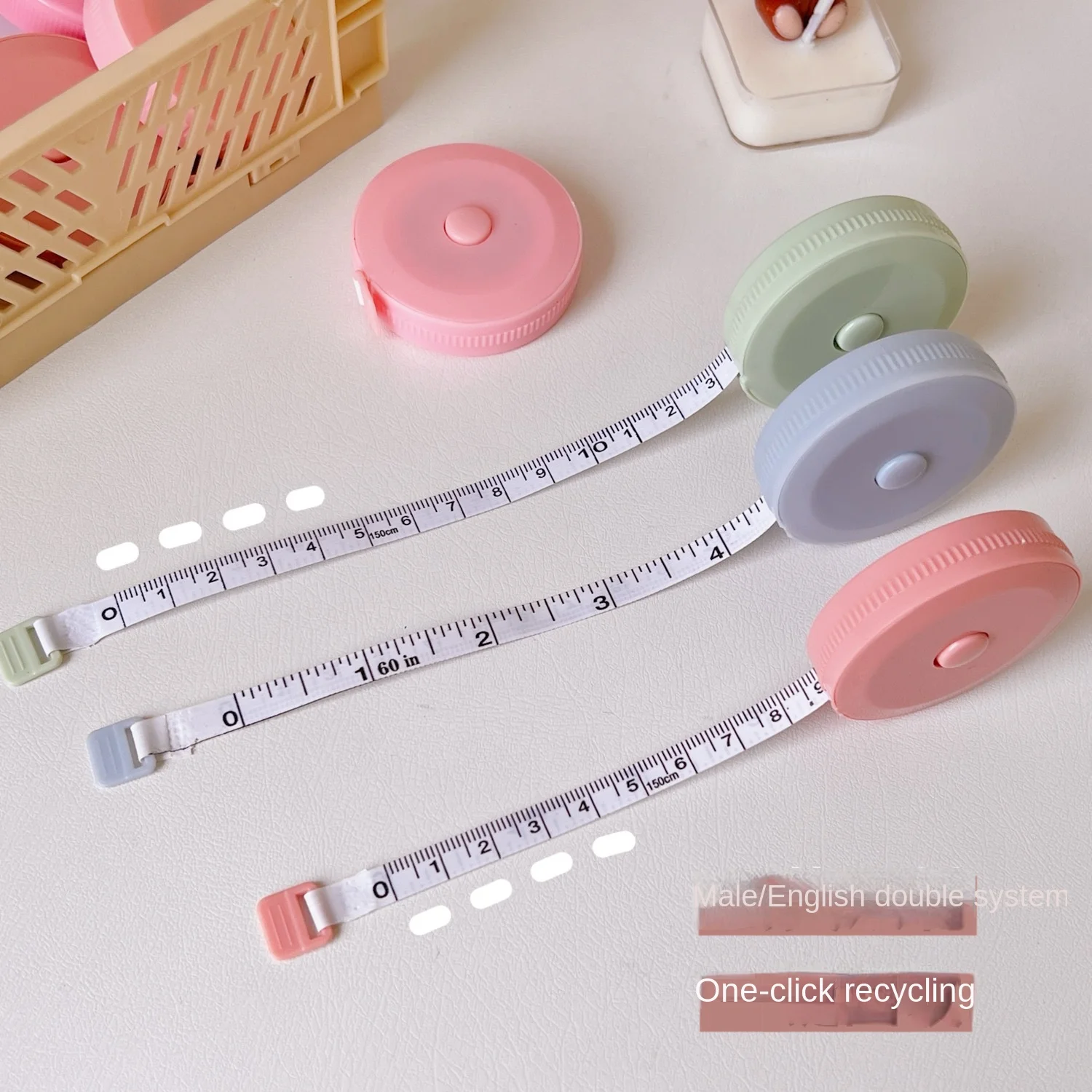 1 Pc 1.5m Portable Retractable Ruler Mini Tape Measure Sewing Leather Ruler Children Height Ruler Centimeter Inch Roll Tape