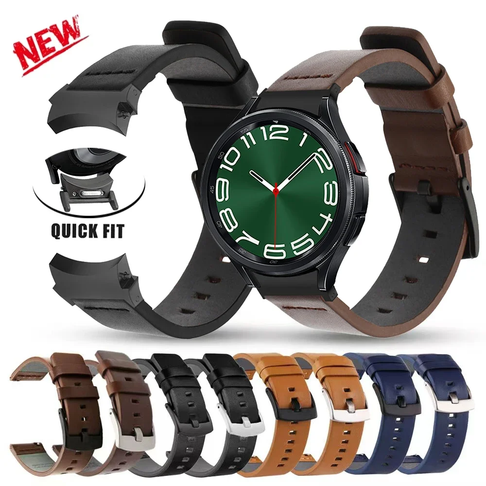 

NO Gaps Genuine Leather Band for Samsuang Galaxy Watch 4/6 Classic 47mm 43mm 42mm 46mm 5 Pro 45mm Watch 4/5/6 40mm 44mm Bracelet