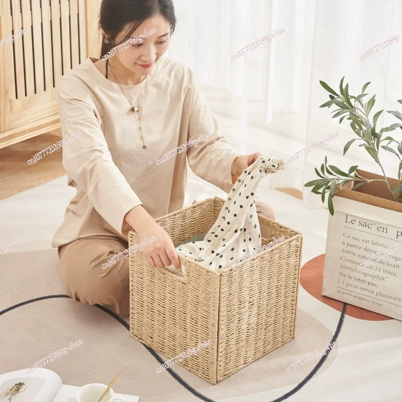 

Foldable Imitation Rattan Storage Basket | Square Laundry and Underwear Storage Basket, Ideal for Toy and Snack Organization