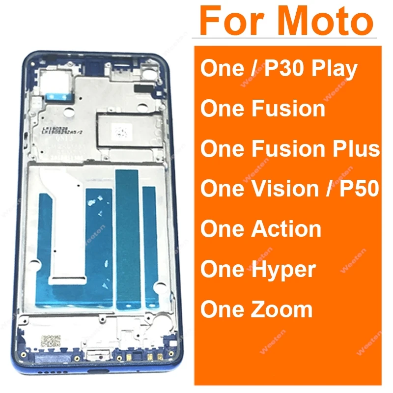 Carcasa de marco medio para Motorola Moto One Fusion Plus One Vision One Action One Hyper One Zoom LCD cubierta de bisel de marco medio