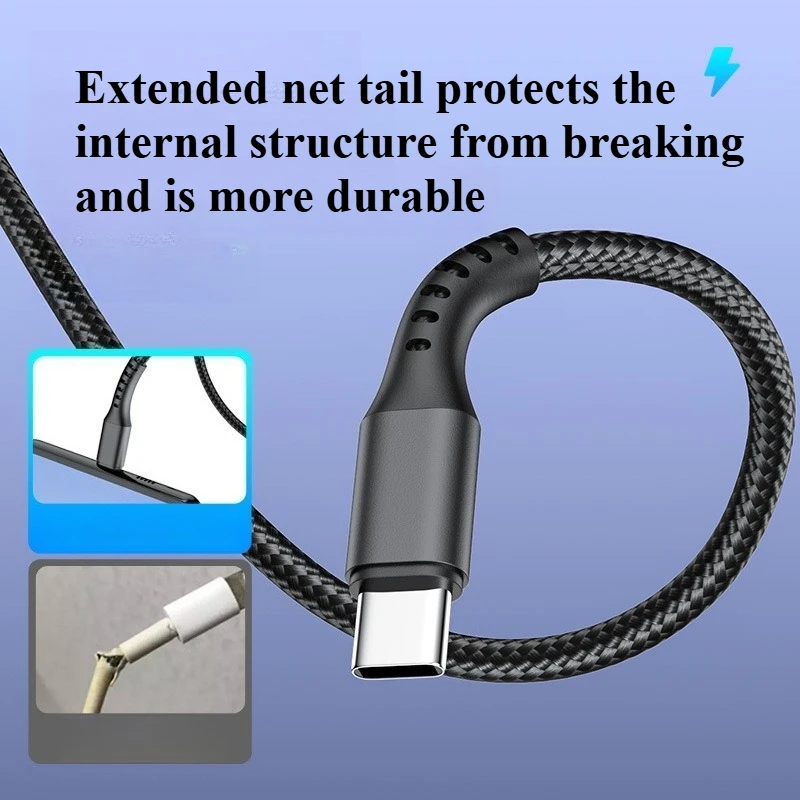 Удлиненный сетевой хвост USB-C, кабель для быстрой зарядки мобильного телефона, подходит для Apple Samsung Xiaomi Micro, кабель для быстрой зарядки