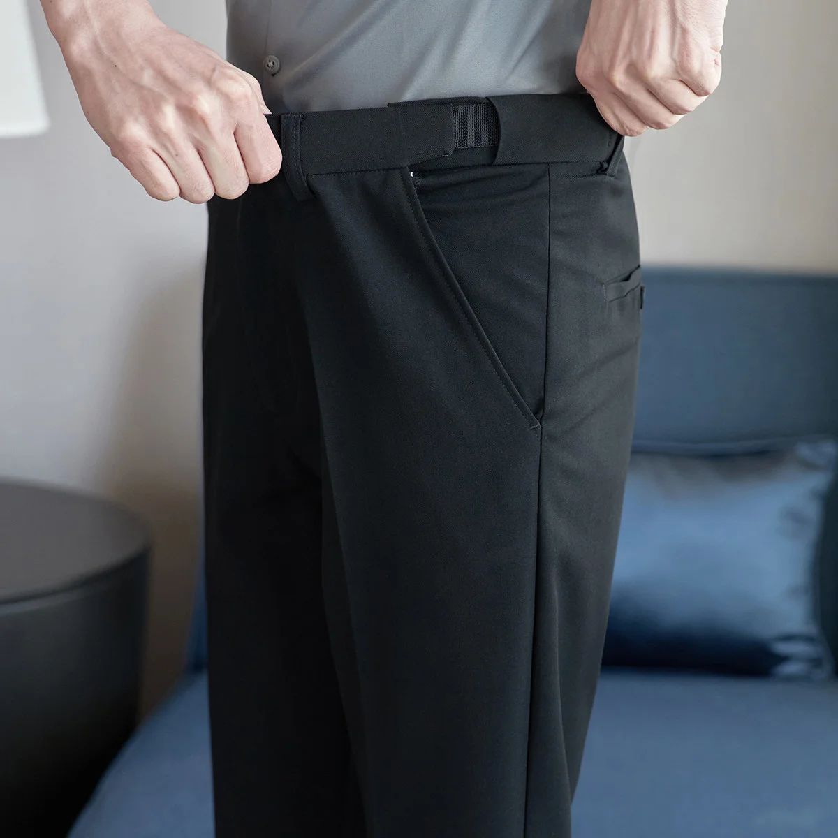 Plus Size 40 38 Men Elastic Waist Solid Color Suit Pant 2026 Formal Slim Wedding Pants Mens Fashion Casual Social Dress Trouser view 5