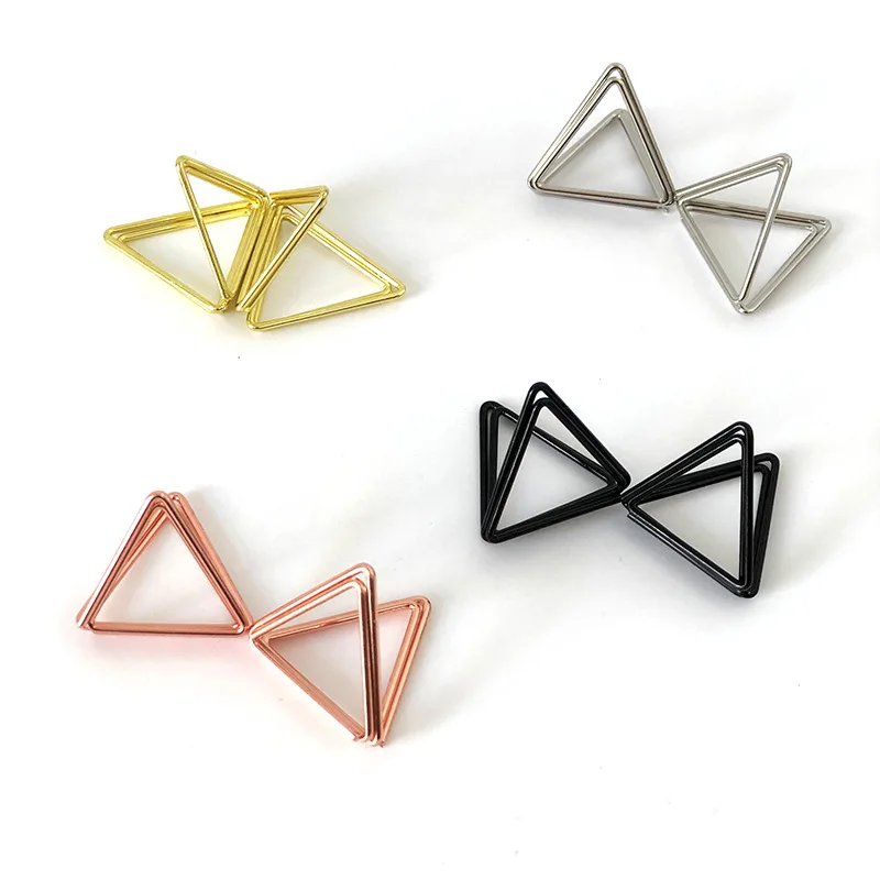 10pcs 24mm Triangle Originality Metal Photo Office Clips Memo Paper  Clothespin Stationery Christmas Wedding Party Craft Decor