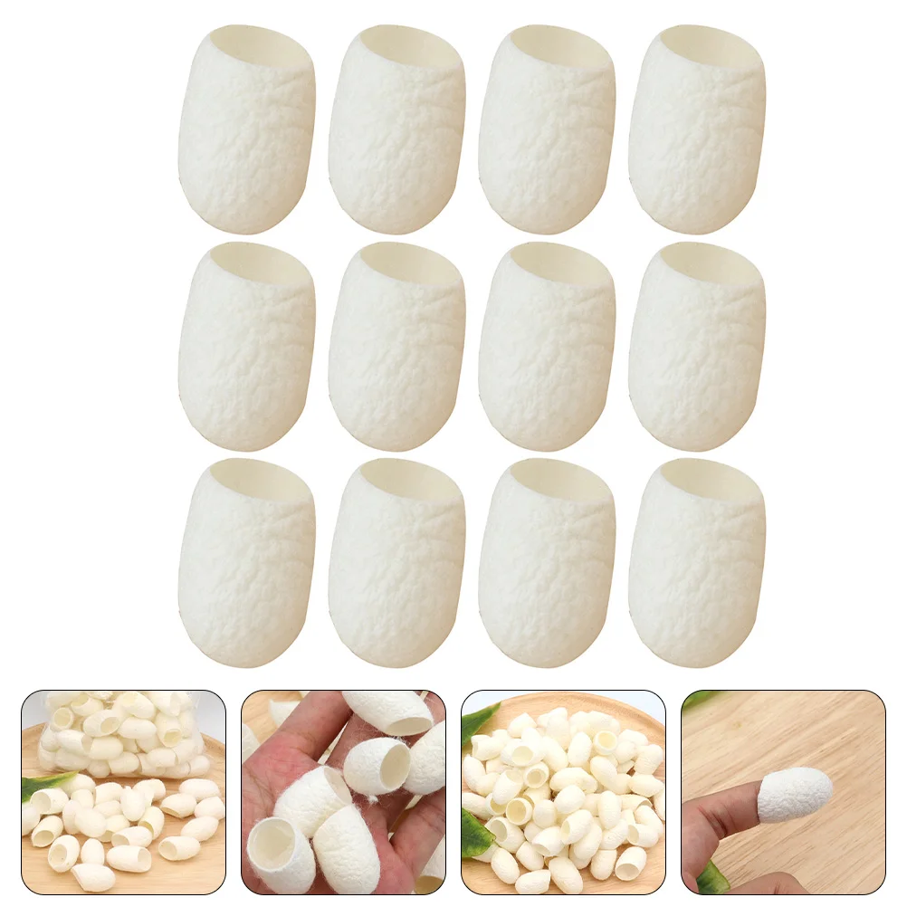 30 Pcs Cleaning Sponges Finger Cot Face Cleansing Silkworm Ball Natural Massage Scrub White