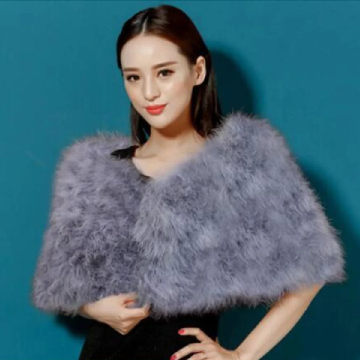 

Шаль из натуральной кожи со страусиными перьями и воротником из страусиных перьев, женская меховая шаль из натуральной кожи, Новое поступление, шаль