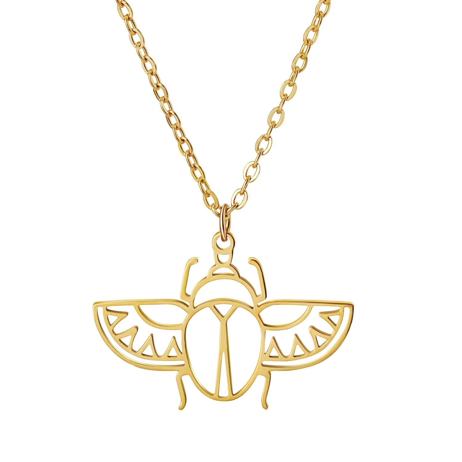 Stainless Steel Scarab Europe And America Fashion Delicate Pendant Necklace Jewelry Gift For Women