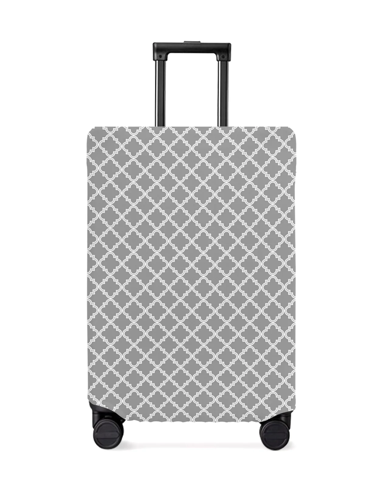 

Classic Geometry Light Grey Moroccan Texture Luggage Cover Stretch Baggage Dust Cover for 18-32 Inch Travel Suitcase Case