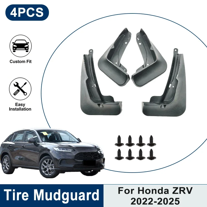 

4PCS Front Rear Car Mud Flaps For Honda ZRV 2022 2023 2024 2025 Anti-Mud Splash Waterproof Fender Guard Auto Replacement Parts