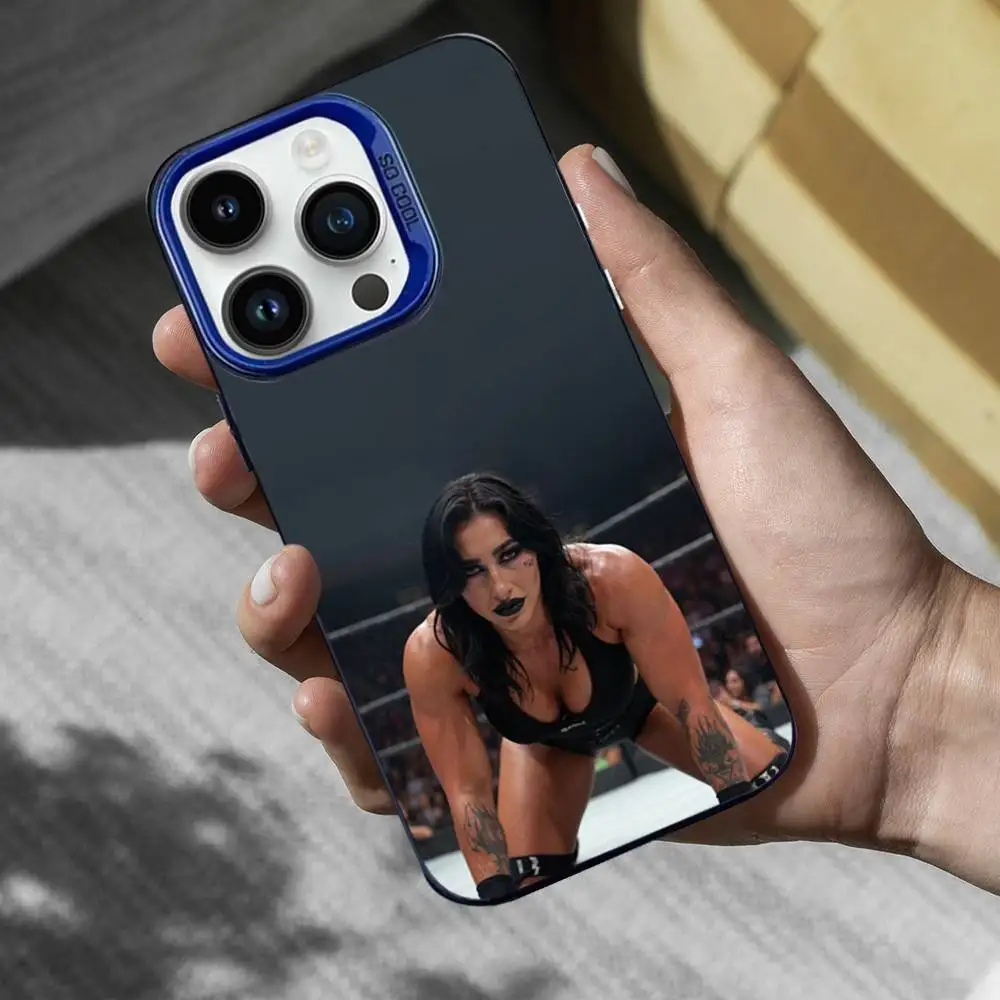 Funda de teléfono R-Rhea R-Ripley Wrestler para iPhone 16,15,14,13,12,11, Mini,Pro,SE,MAX, funda de silicona mate azul