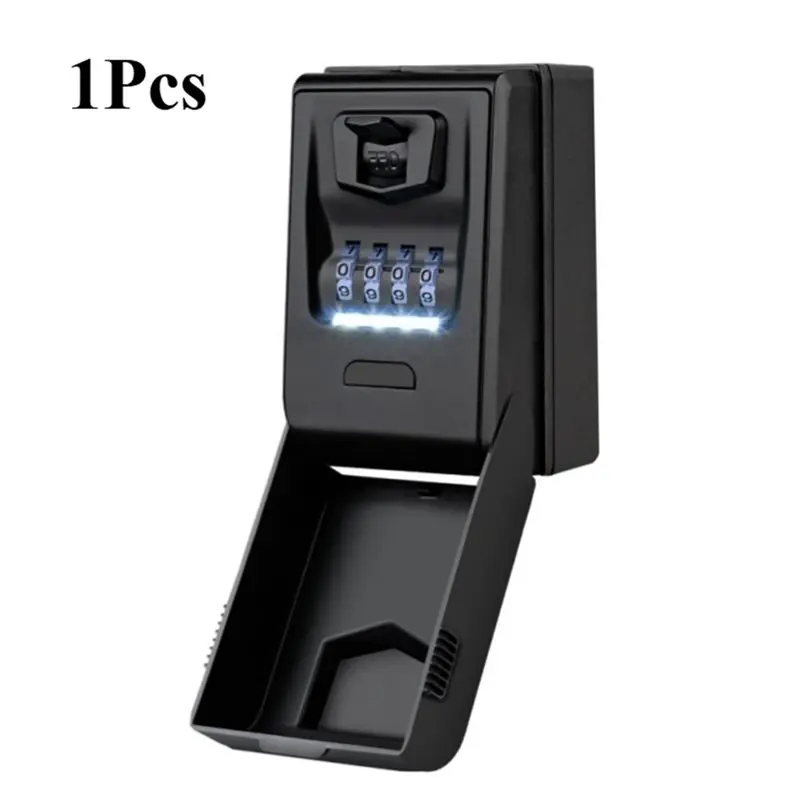 A92Z Led Light And Waterproof Cover Key Box With Password Protection Wall Mounted Lock High Security Storage Box-Large Capacity