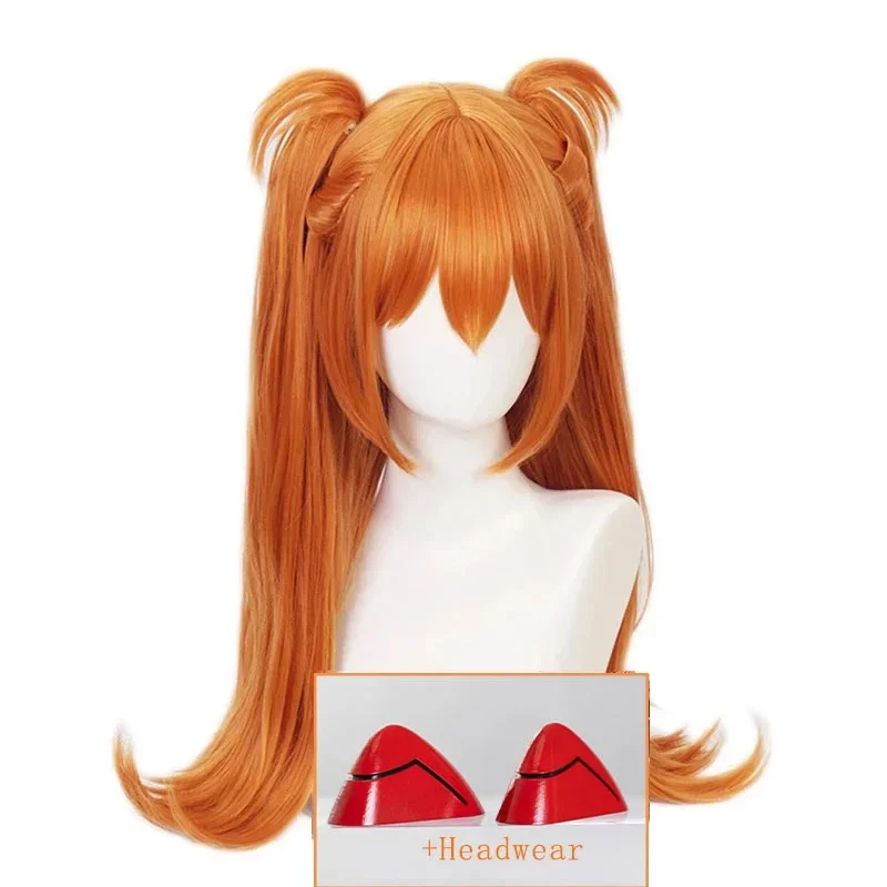 Anime Asuka Langley Soryu Cosplay Wig Long Orange Heat Resistant Costume Synthetic Hair Women Headwear