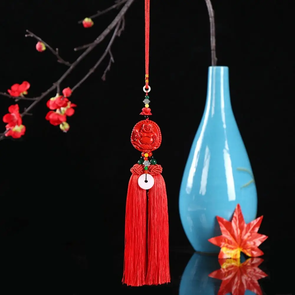 Hand Make Pixiu Car Pendant With Tassels Lucky Lotus Pendant Double-sided Car Rearview Mirror Ornament Embellissements Craft