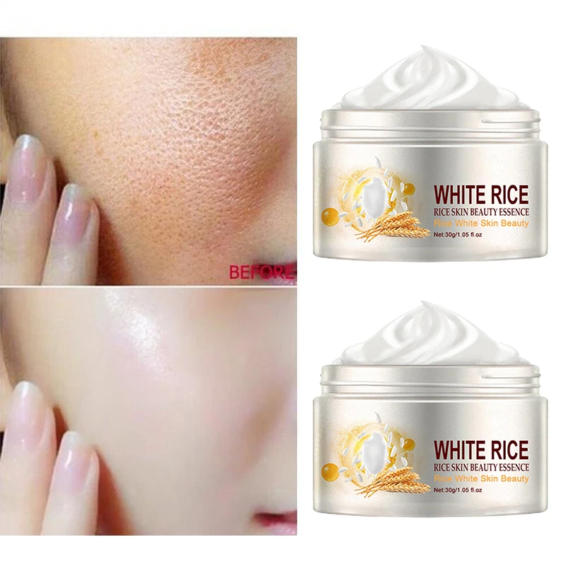 White Rice Whitening Face Cream Remover Wrinkles Anti Aging Fade Fine Lines Melanin Pigment Improve Dull Moisturizing Skin Care