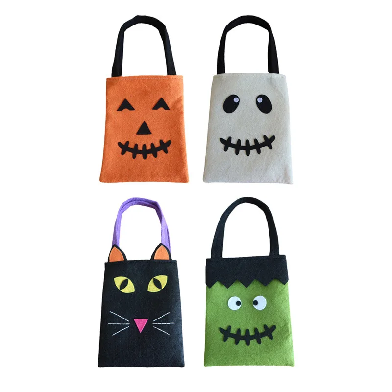 Halloween Tote Bag Witch Black Cat Candy Bag Trick Or Treat Festival Decor For Kids Gift Bag Party Sweets Gift Basket