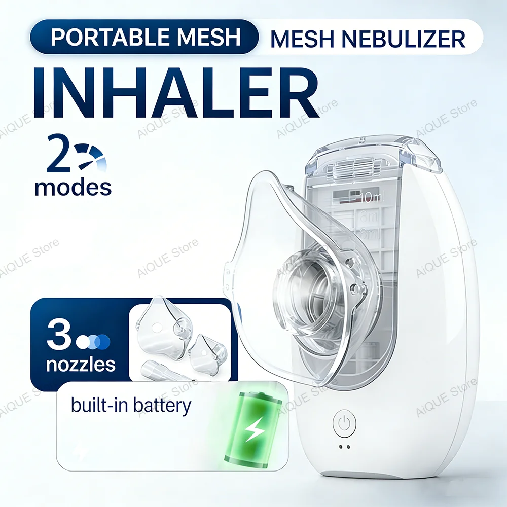 JUSTLANG Nebulizador de malla recargable, inhalador médico silencioso para niños, inhalador de asma portátil, atomizador portátil para el cuidado de la salud infantil