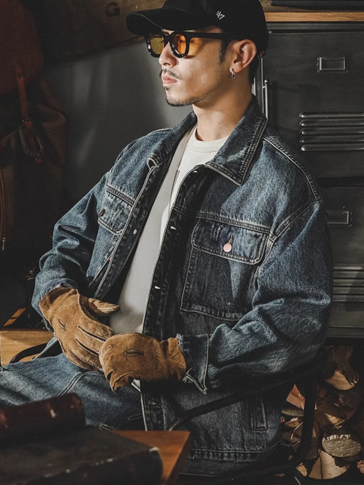 

Классическая американская мужская джинсовая куртка из плотного денима, весна-осень, винтажная, в рабочем стиле, молодежная, модная, немнущаяся