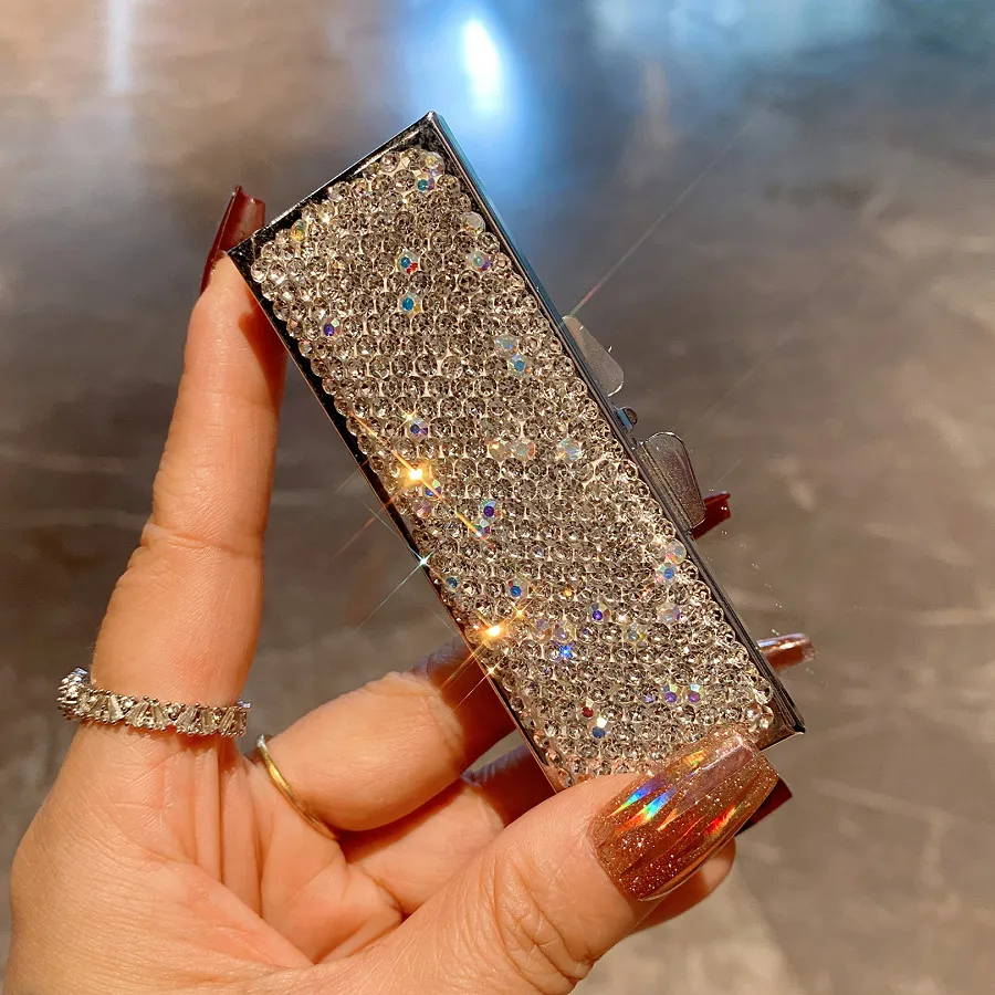 Mini Metal Pill Box with 3 Compartments Medical Splitter Organizer Rhinestone Candy Sealed Dispensing Box for Medicine Storage