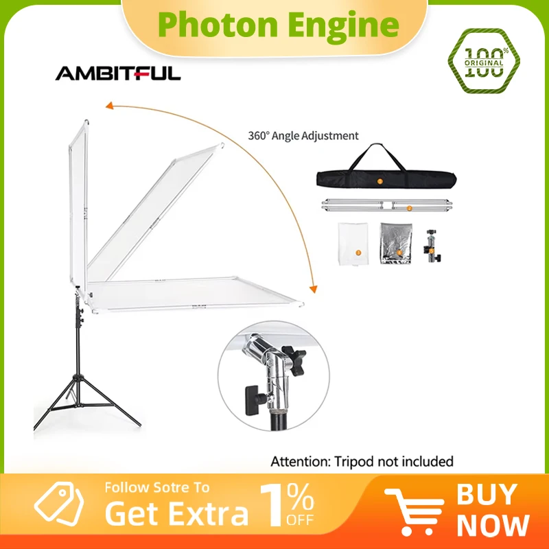 110cm 43in Scrim Large Silver Diffuser Reflector Collapsible Aluminum Alloy Frame with Angle Adjustment Handle for Photography