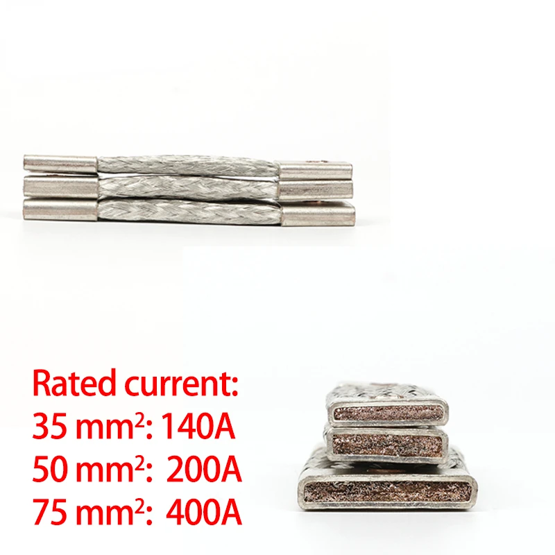 Flexible Bus Bar Tin Plated Copper Braided Strap Busbar M4 M6 M8 M10 Connector Battery Band 35mm2 50mm2 75mm2 For 140A 200A 400A