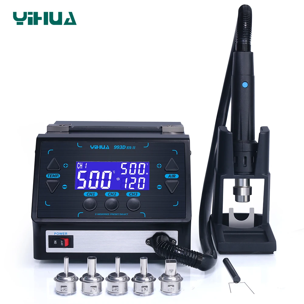 YIHUA 993DM-II Intelligent Digital Display BGA Rework Station 1000W Hot Air Gun Soldering Station For PCB Chip Repair