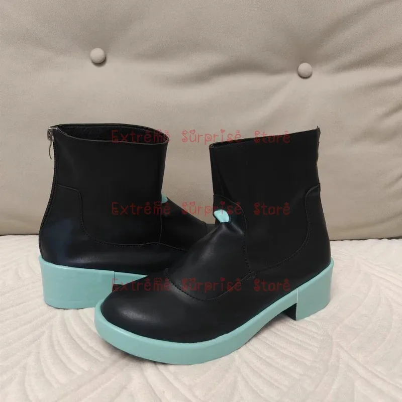 

dd1236-43 Size IN STOCK MIKU Cosplay Black PU Leather Shoes Prop