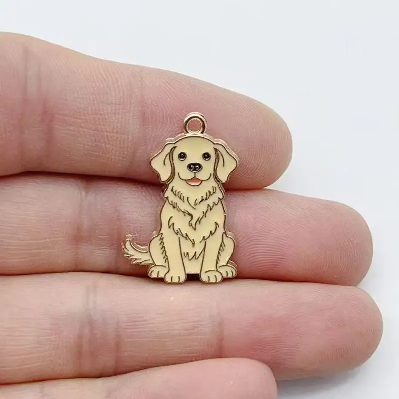 11pcs Cartoon Animal Pet Dog Puppy Footprint DIY Alloy Drip Oil Keychain Necklace Jewelry Pendant Pendant image 2