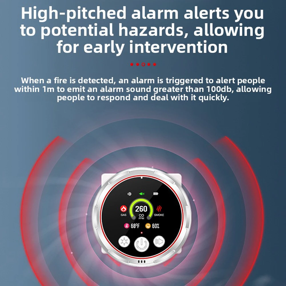 Home Safety Alarm,5 in 1 Carbon Monoxide Smokes Gas Detector HD Display with Temperature Humidity Sensor for Home, RV - view 6