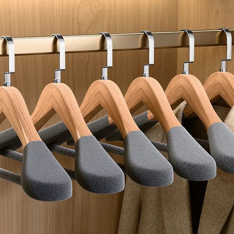 5 pièce/ensemble cintres en bois massif épaules larges cintres en bois antidérapant costume pantalon porte-vêtements pour placard armoires organisateur