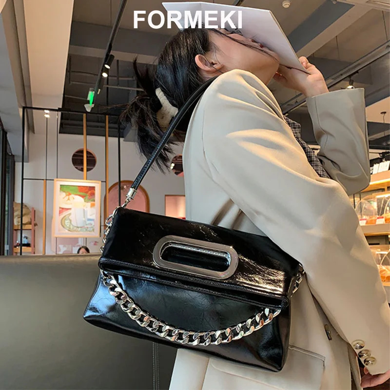 

Formeki High Quality Women Bag Shoulder Bag For Women Metal Decoration Chain Fashion Women'S Bag Ladies Female Bag