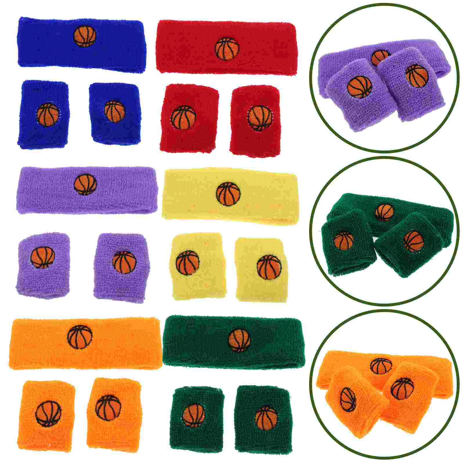 6 Sets Kids Sports Headband Wristbands Wrist Sweatbands Sports Party Birthday Party Favors basketball party favors