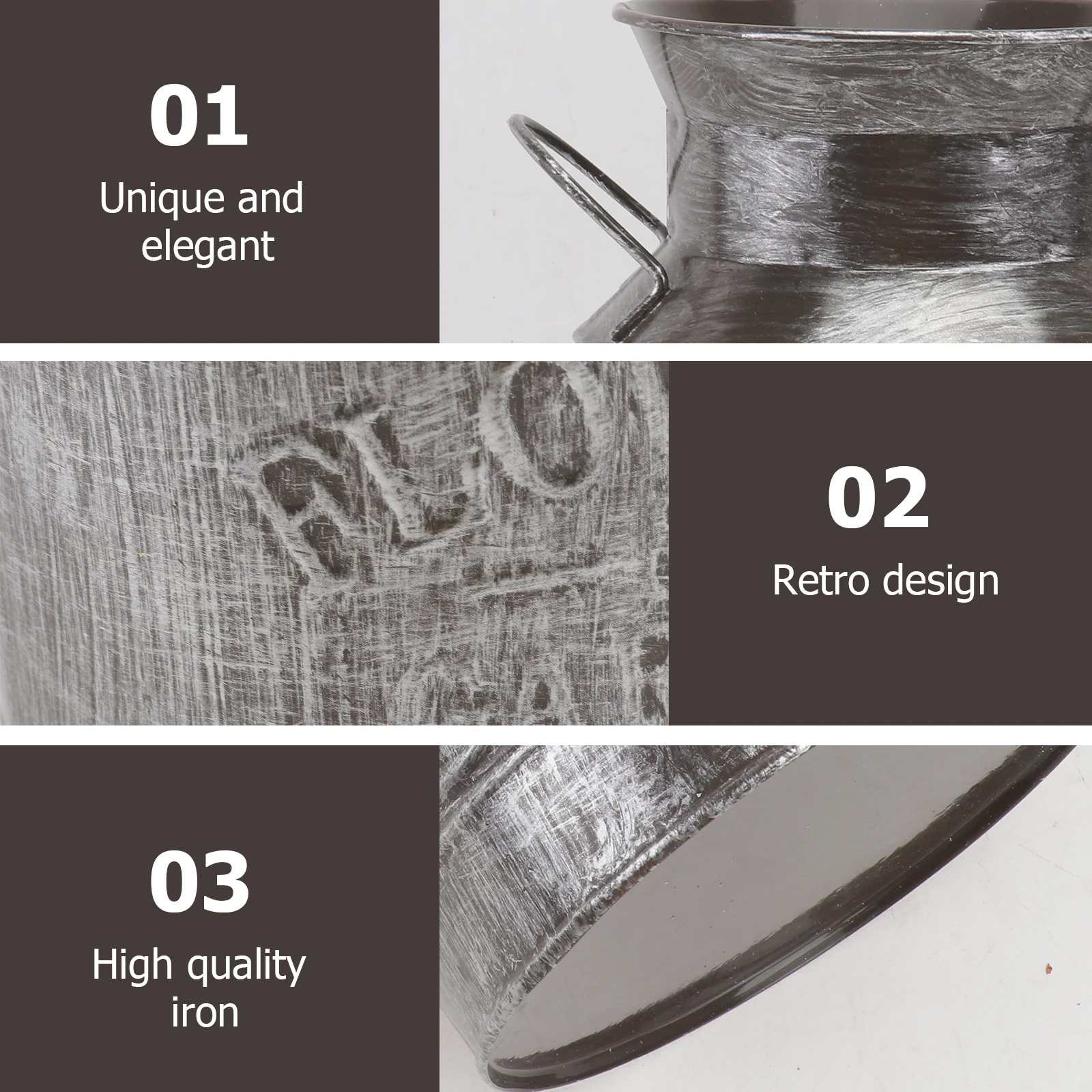 

1pc Vintage Iron Sheet Bucket Retro Style Dried Flower Vase For Home Office Decor Flower Arrangement Ware European Type