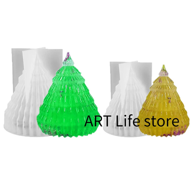 Tower Christmas Tree Silicone Candle Mold Christmas Atmosphere Decorative Crafts Resin Plaster Mold Diy Soap Making Holiday Gift