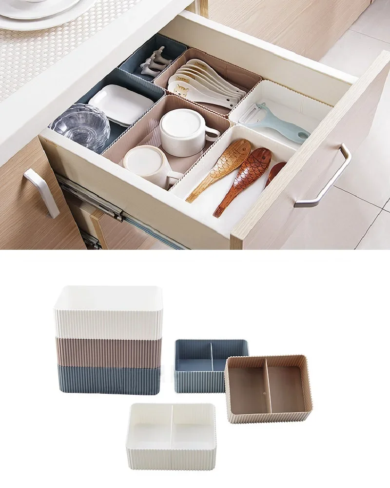 Home Storage Container Plastic Grid Desktop Sundries Storage Box Makeup Organizer Cosmetic Closet Bin Office Bathroom Home Use