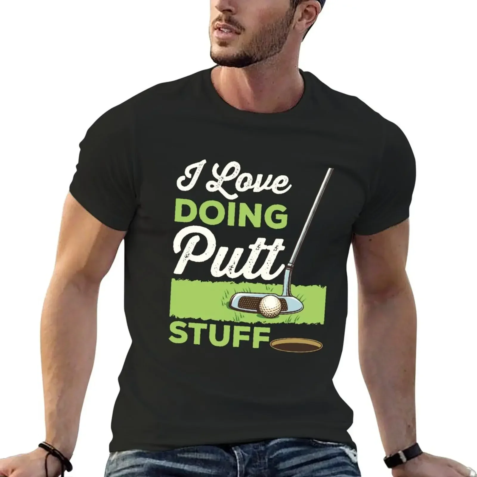 I Love Doing Putt Stuff Funny Golfing Golf Putter T-Shirt for a boy cheap stuff anime Men's cotton t-shirt