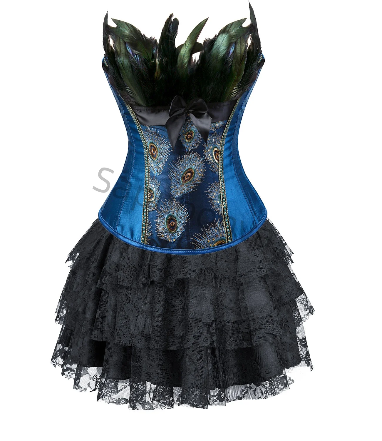 

Corset Dress Sexy Bustiers Plus Size Embroidery Feathers Gothic Victorian Vintage Corset Tops Skirts With Tutu Fashion Korsett