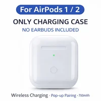 Estuche de Carga de Repuesto para AirPods 1/2 Gen, Carga Inalámbrica y por Cable, Batería de 700 mAh, Emparejamiento Emergente, Indicador LED de Batería