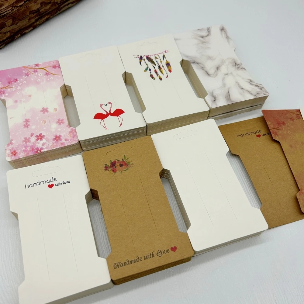 50Pcs 11.5x6.6cm Paper Hairpin Cards Necklace Display Cards Kraft Cardboard Hang Price Tag For Jewelry Packaging Making Card