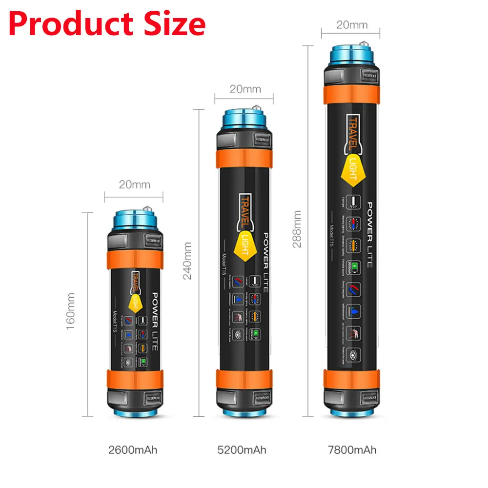 7800mAH USB LED Camping Lantern Tent Light Lamp USB Rechargeable Magnetic Hiking Working Fishing SOS Flashlight IP68 Waterproof