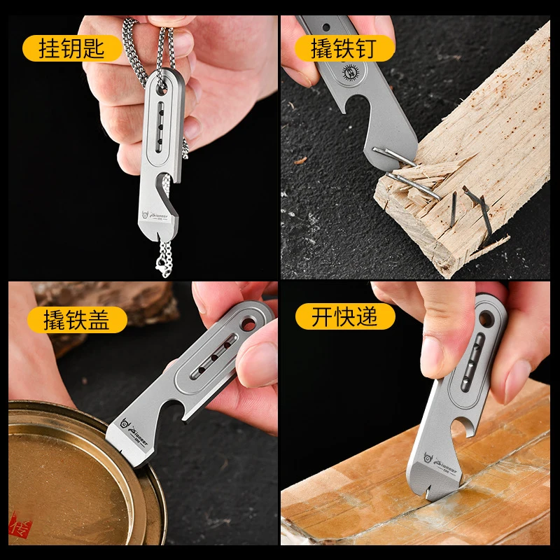 EDC Titanium Alloy Crowbar tools Hand Outdoor Camping Multifunction Bottle Opener EDC Tools