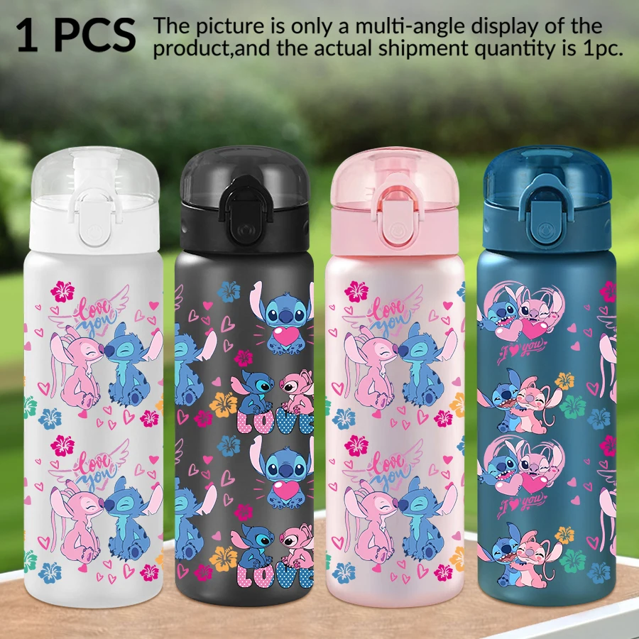 

1Pc Disney Stitch Angel Pattern 26oz Plastic Water Bottle Outdoor Sports Water Cup Birthday/Back To School Gift