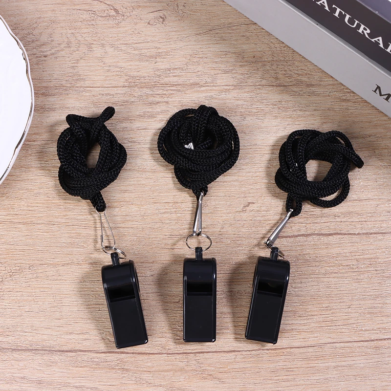 New 2/5/10Pcs High Quality Black Whistle For Sports Football Basketball Referee Training Outdoor Survival Whistle With Lanyard