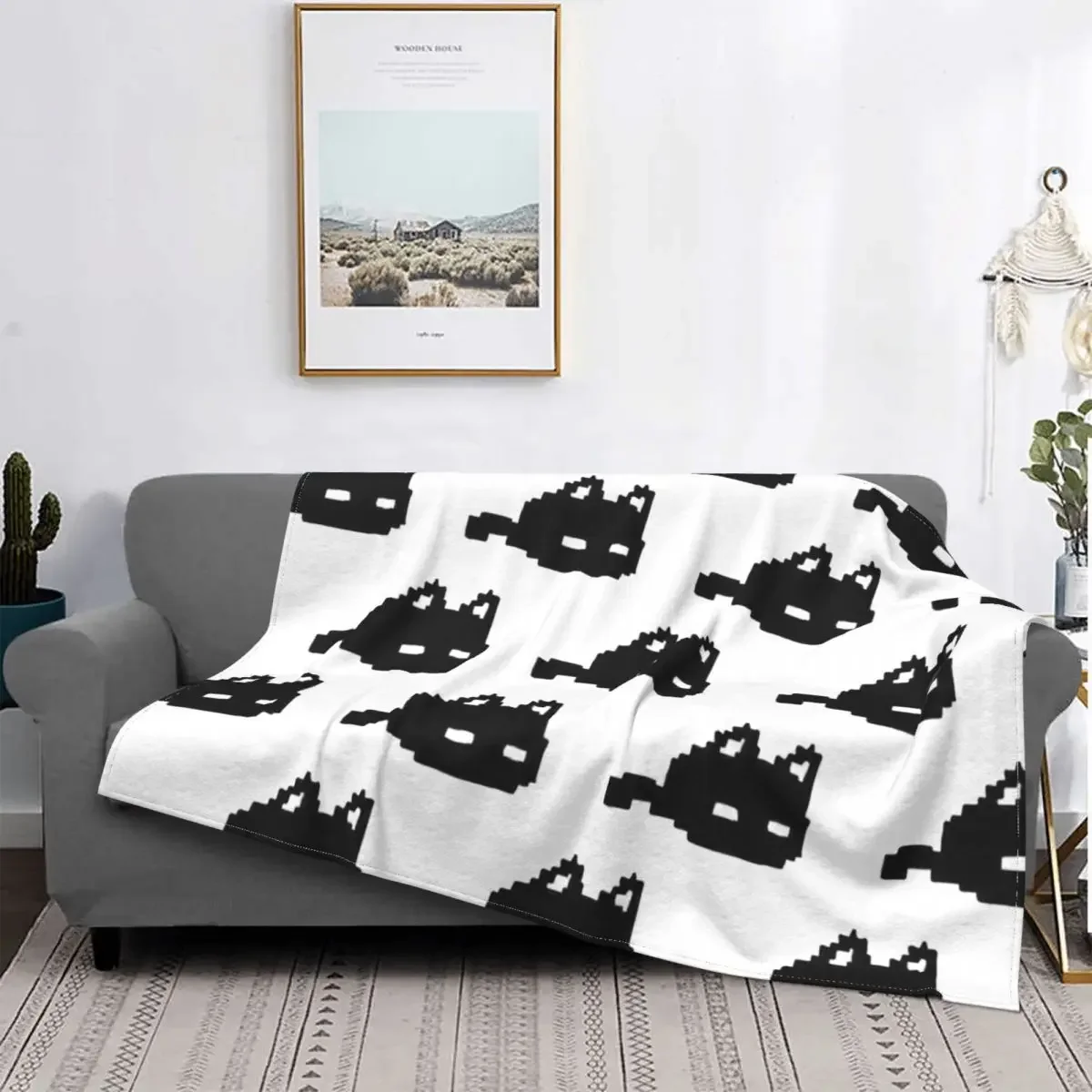 Omori Cat Blankets Fleece Decoration Basil Aubrey Anime Game Ultra-Soft Throw Blankets for Bed Travel Plush Thin Quilt