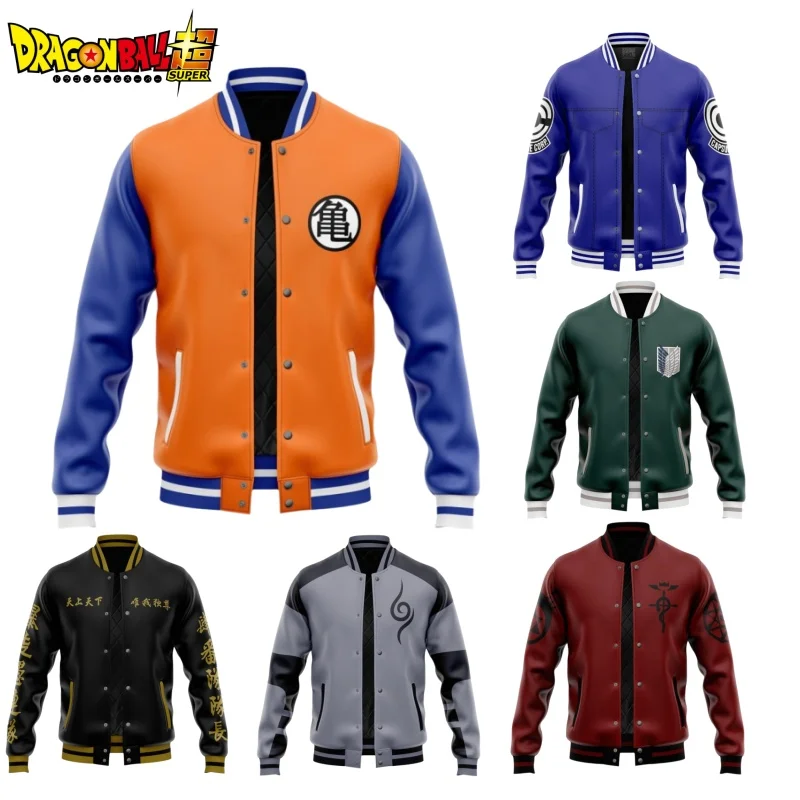 Anime Dragon Ball series Son Goku เสื้อหลวมขนาดใหญ่เสื้อผ้าสบายๆผู้ชายเบสบอลเสื้อผ้า Street Coat ขนแกะแจ็คเก็ต ﻿