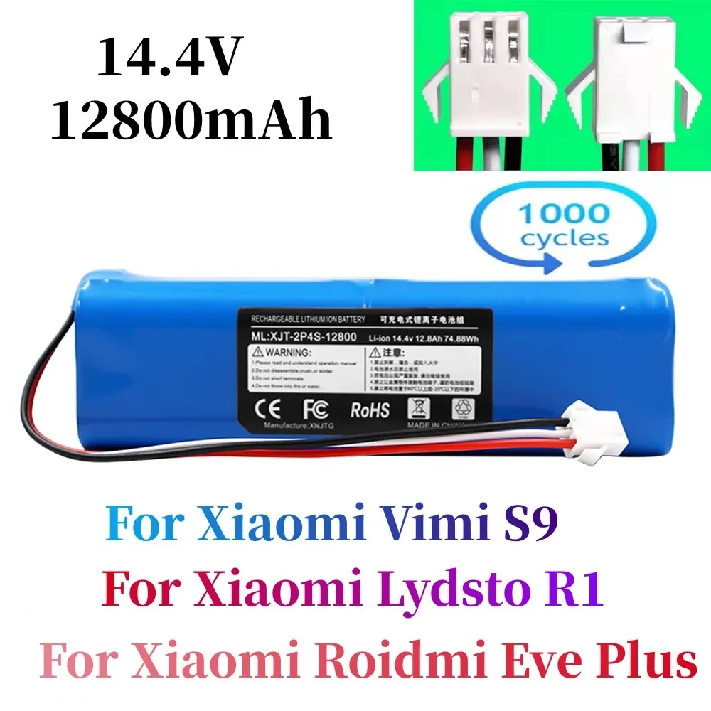 

Replacement For XiaoMi Lydsto R1 Roidmi Eve Plus Viomi S9 Robot Vacuum Cleaner Battery Pack Capacity 12800mAh Accessories Parts