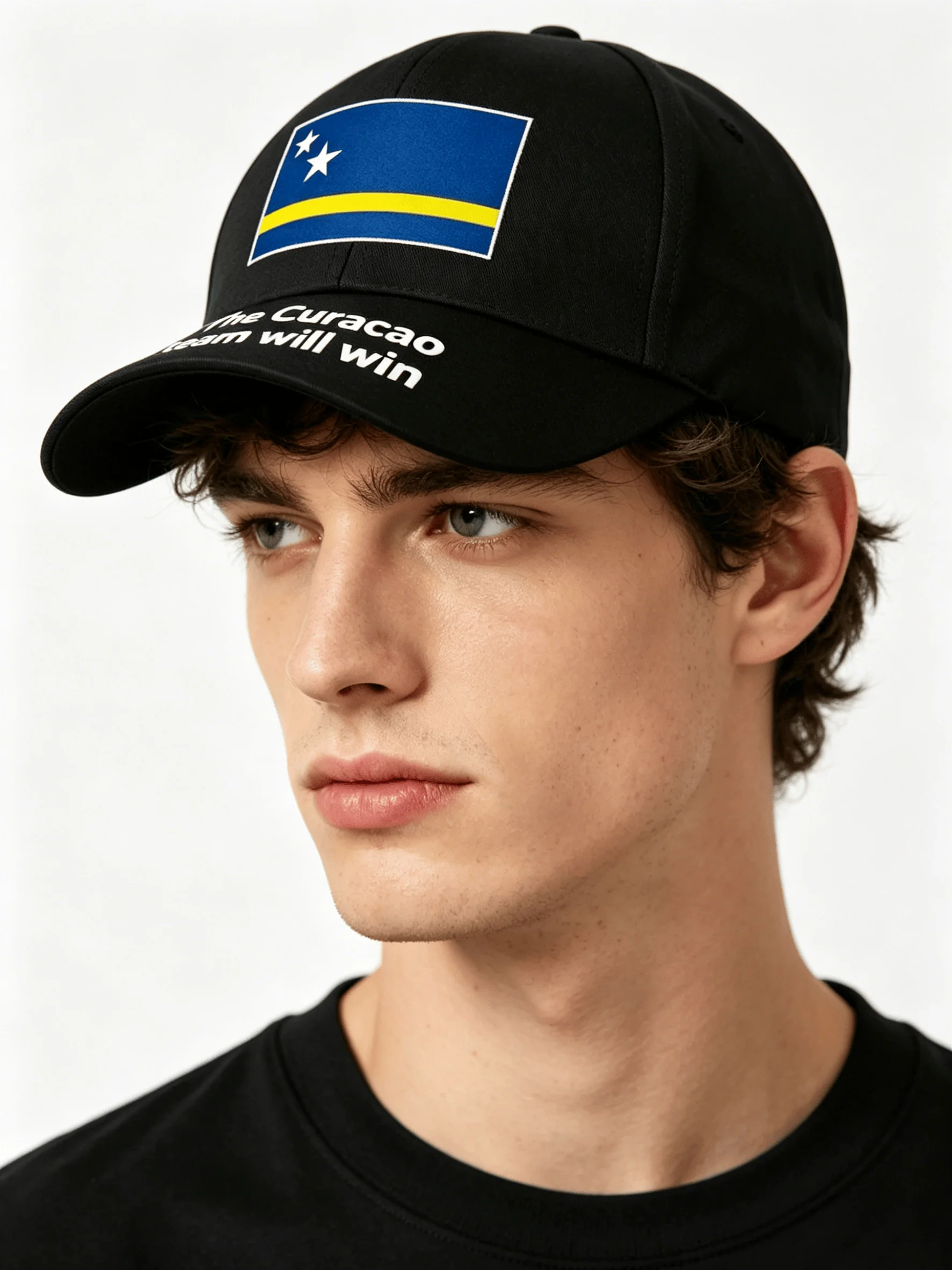 

Curacao National Flag Graphic Baseball Cap Football Fan Cheer Slogan Unisex Lightweight Travel Adjustable Visor Headwear