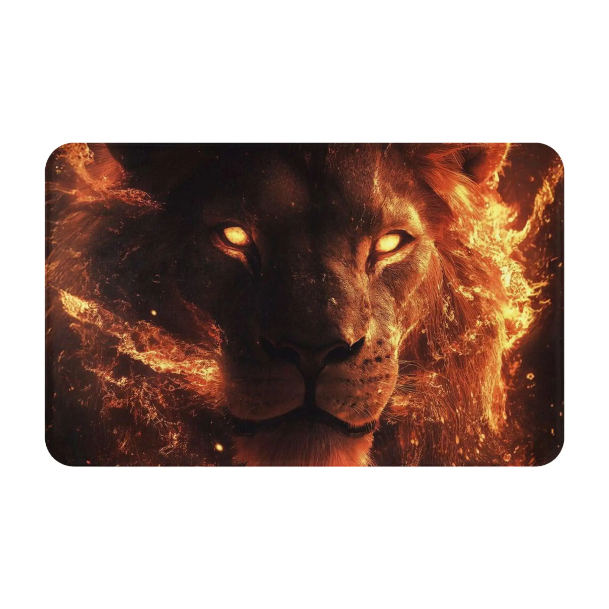 Burning Fire Lion Artwork Doormat Bedroom Kitchen Mat  Outdoor Home Decoration